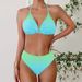 Women's Clothing Colorful Printed Triangle Bikini Plus Size Two Piece Swimsuit Simple Design Polyester Spring Autumn Summer Winter_ecoleips.com
