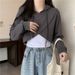 irregular Hooded Sweatshirt Women, Spring Autumn Thin Short Long-sleeve Top And Vest Two-piece Set,_ecoleips.com