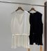 Casual Chic Women's Sleeveless Blouse With Adjustable Drawstring Waist & Flounce Detail For Everyday Elegance_ecoleips.com