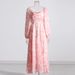 French-style Tea Break Dress For Women, 2026 Summer New Model, Pink, Waist-cinching, Slimming, Printed Fairy Long Dress,_ecoleips.com