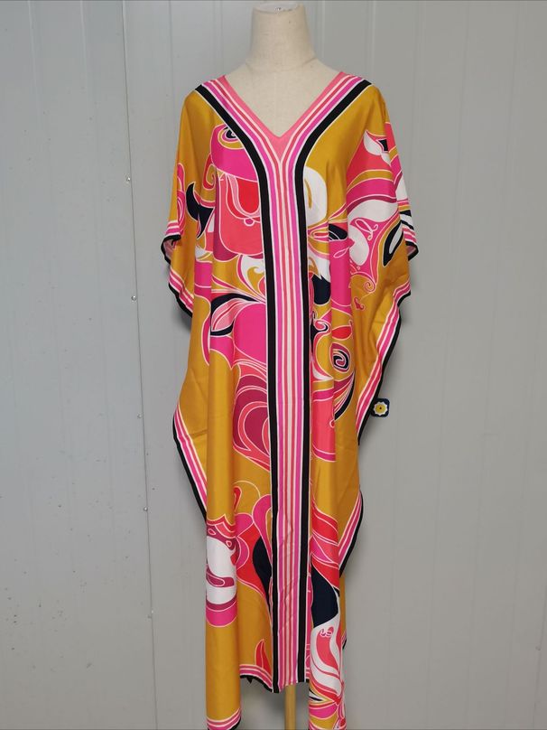 K European And American Positioning: Printed Vacation Beach Skirt, Loose Seaside Long Skirt, Bikini Sun Protection Shirt_ecoleips.com