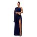 Verve Women's New High-End One-Shoulder Asymmetric Neck Long Sleeve Slim Fit Split Evening Dress_ecoleips.com