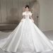 Off-shoulder, Elaborate, Plus-size Satin Brides, 2026 New French-style Luxurious Main Wedding Dress For Petite Brides_ecoleips.com