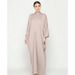 F271 Foreign Trade Supply Cross-border Solid Color Stand-up Collar Batwing Sleeve Middle East Dubai Loose Plus-size Robe_ecoleips.com