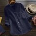 2026 European And American Foreign Trade Women's Tops, New Cotton-linen Solid Color Long-sleeve Plus-size Casual Loose_ecoleips.com