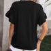 Women's Clothing 2025 Spring Summer New Solid Color Round Neck Ruffle Short Sleeve T-Shirt Top_ecoleips.com