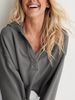 Women's Fashion Hooded Sweatshirt V Neck Long Sleeve Pullover Loose Trendy Top For Spring Autumn_ecoleips.com