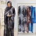 Modest Abaya Dress Floral Print Cardigan & Scarf Set – Modest Fashion Cover-Up For Women (Blue/Coffee/Gray)_ecoleips.com