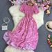 2026 New Fashion Summer Flower Print Long Dress Women Vintage Slash Neck Ruched Chest A Line Sundress Party Vestidos_ecoleips.com