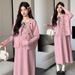 Autumn New Korean Fashion Cardigan + Strap Two-Piece Maternity Dress_ecoleips.com