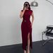 Women's Clothing Summer Women's Slim Fit Dress Fashion Temperament Solid Color Round Neck For Formal & Casual For Women_ecoleips.com