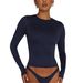 Women's Fashion Casual Long Sleeve Spring Autumn Solid Color Slim Fit Pullover T-Shirt Streetwear Base Shirt Top_ecoleips.com
