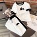 Women's Fashion Two Piece Set Round Neck Short Sleeve T-Shirt With Drawstring Pants Print Spring/Autumn Summer_ecoleips.com