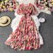 Women's Slimming Waist Super Fairy Temperament V-neck Floral Dress_ecoleips.com