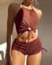 New Women's Clothing American Style Suspender Bikini Two Piece Flat Angle Sports Beach Swimsuit_ecoleips.com