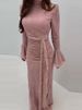 Fashion Lace High Waisted Prom Dress Female Casual Stand Collar Flared Sleeve Princess Dress Sexy Slim Fit Pleated Long Dresses_ecoleips.com