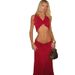 Women's Clothing Style Women's Spring Summer Set Sexy Cropped Pleated Halter Neck Top And Fashionable Elegant Skirt_ecoleips.com