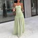Lady Fashion Embroidery Splicing Long Dress Elegant Strapless 3d Flower Party Gowns Sexy Sleeveless Backless Solid Evening Dress_ecoleips.com