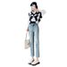 High-waisted Stretch Straight-leg Jeans For Women, 2024 Autumn And Winter New Style, Petite Size, Fleece-lined,_ecoleips.com