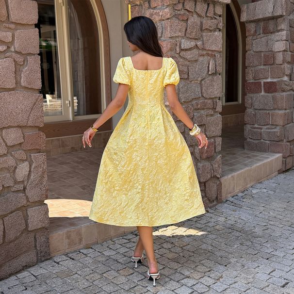 DiYun European And American Elegant Short-Sleeve Jacquard Strapless Long Dress Women's Clothing 2026 Summer_ecoleips.com