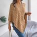 2025 Autumn Winter Casual Solid Color Loose Cable Knit Cape Sweater Coat Independent Cross-Border Women's Fashion_ecoleips.com