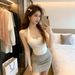 Heavy-duty Rhinestone-embellished U-neck Halter Neck Camisole, Slim-fit, Sexy, Sleeveless, Base Top For Women, Spring_ecoleips.com