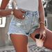 Aria Basics Aria Basics 2024 European And American New Style Collection Wholesale Fashion Mature Women's Handmade Rhinestone Denim Shorts Blue_ecoleips.com