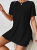 Women's Casual Batwing Sleeve Top And 3/4 Shorts Set Solid Color Loose Fit Summer Two-Piece Outfit for Home And Street Style_ecoleips.com