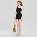 Openwork Cross-Strap Neckline Bodysuit With Bust Enhancement, Belly Concealing, Slimming Effect For Conservative Resort Wear - Women's Swimsuit_ecoleips.com
