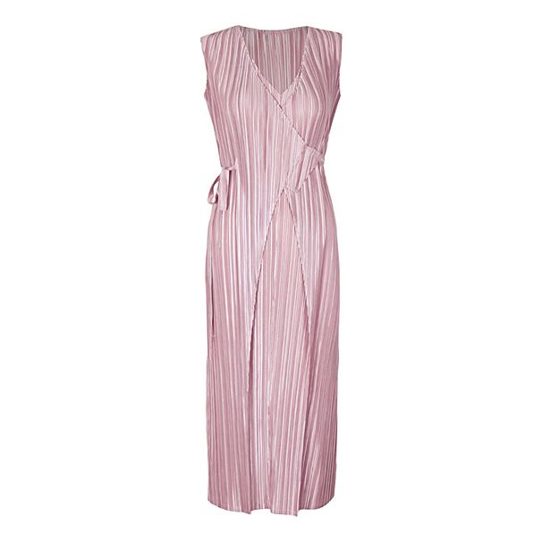 Women's Clothing Original Design Solid Color Splicing Medium And Long Loose Pleated Light Dress_ecoleips.com