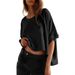 Summer Casual Women's Oversized Batwing Sleeve T-Shirt Knot Short Sleeve Top For Women_ecoleips.com