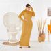 Arabian Autumn Conservative High-neck Long-sleeve Women's Dress, Fashionable Plus-size Simple Solid Color Dress For_ecoleips.com