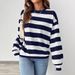 's New Cross-border Loose Striped Long-sleeve T-shirt For Women, Korean Style Versatile Top_ecoleips.com
