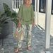 Women's Casual Crew Neck Mid Sleeve Two Piece Set Floral Print_ecoleips.com