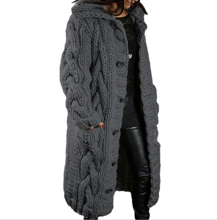 Oversized Hooded Cardigan – Long Sleeve Cotton-Blend Sweater Coat With Pockets (S-5XL, 12 Colors, Relaxed Fit)_ecoleips.com