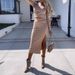 Women's Clothing Autumn And Winter New Knitted Slit Long Sleeved Hip Skirt Suit For Women Two Piece Set_ecoleips.com