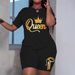 Queen Letter Print 3d Crown Design Women's Casual Top Set - Stylish Streetwear Outfit For Plus Size Fashion (L-4xl)_ecoleips.com