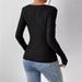 Voya Women's Fashion Casual Solid Color Polyester Square Collar Lace Long Sleeved Slim Fit T-shirt 2026 Black_ecoleips.com