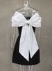 Mozision Bow Backless Sexy Mini Dress For Women Robe Elegant Off-shoulder Strapless Sleeveless A-line Club Sexy Dress Vestido_ecoleips.com