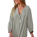 New European And American Cross-border Women's Clothing: Buttoned Casual Loose Comfortable V-neck Dress With Open_ecoleips.com