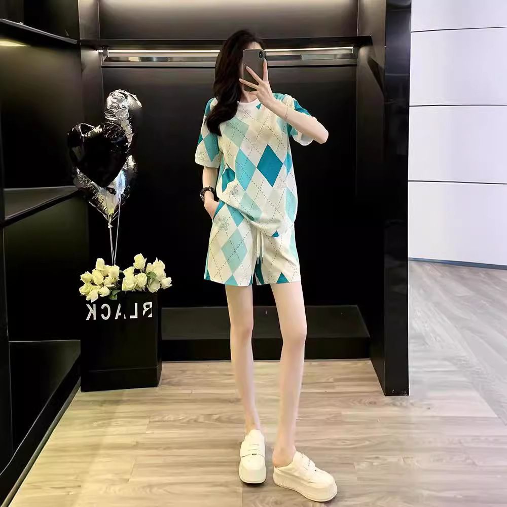 European Style Women's Tracksuit Summer New Loose Slimming 2 Piece Set with Top And Shorts American Casual Fashion_ecoleips.com
