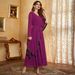 Rose Purple Double-Layer Chiffon Sequin Irregular Slimming Party Long Dress, Elegant Dress_ecoleips.com