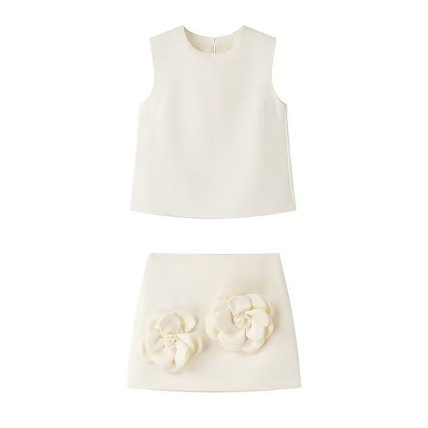 Women's Casual Sleeveless Top & Floral Skirt Set Summer Outfit Two-Piece Set Comfortable Stretchy Fabric_ecoleips.com