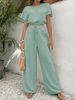 2025 Summer New Organic Cotton Women's Clothing Casual Suit Women's Top + Pants_ecoleips.com