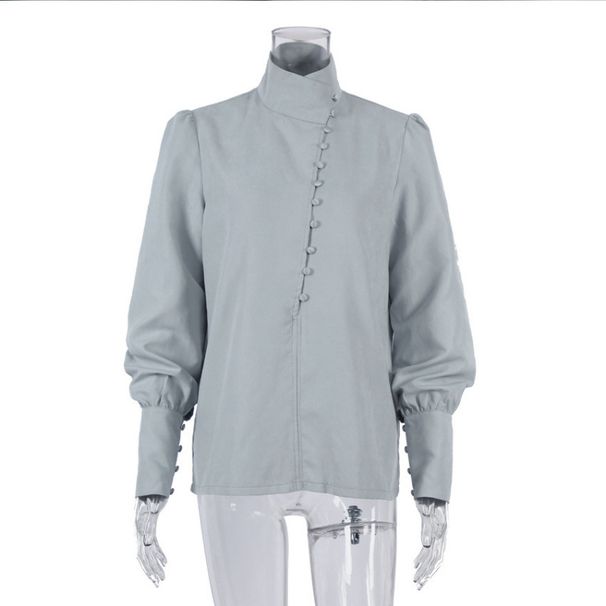 Women's Long-Sleeved White Shirt With Chinese-Style Stand Collar, Elegant For Work, Casual, And Fashion_ecoleips.com