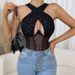 Women's Clothing Sexy See Through Mesh Fishbone Bodysuit Women's Slim Fit Beautiful Back Inner Top_ecoleips.com