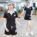 Women's Clothing Trendy Women's Slimming Tracksuit Running Set Summer Style Short Sleeved Two Piece Casual Sportswear_ecoleips.com