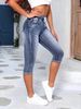 Women's High Waist Stretch Denim Shorts Ripped Design Elastic Waist Drawstring Versatile And Effortlessly Stylish Jeans_ecoleips.com