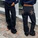 Women's Clothing Retro Five Pointed Star Jeans Contrast Color Stitching Casual Pants_ecoleips.com