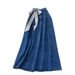 Vintage Denim A-Line Midi Skirt For Women, High Waist Flowy Boho Skirt, Retro Casual Chiffon Scarf Print Style_ecoleips.com